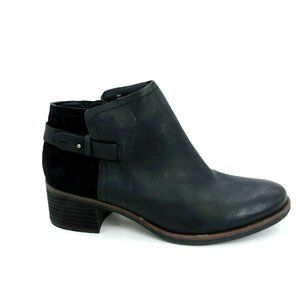 Korks Womens Ankle Bootie Side Zip Block Heel Cushion Insole Black Suede Sz 8 M